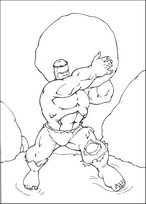 coloriage hulk lance une pierre